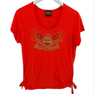 Harley Davidson Burnout Tee Size *Medium in Coral Barnett HD El Paso Side Ties